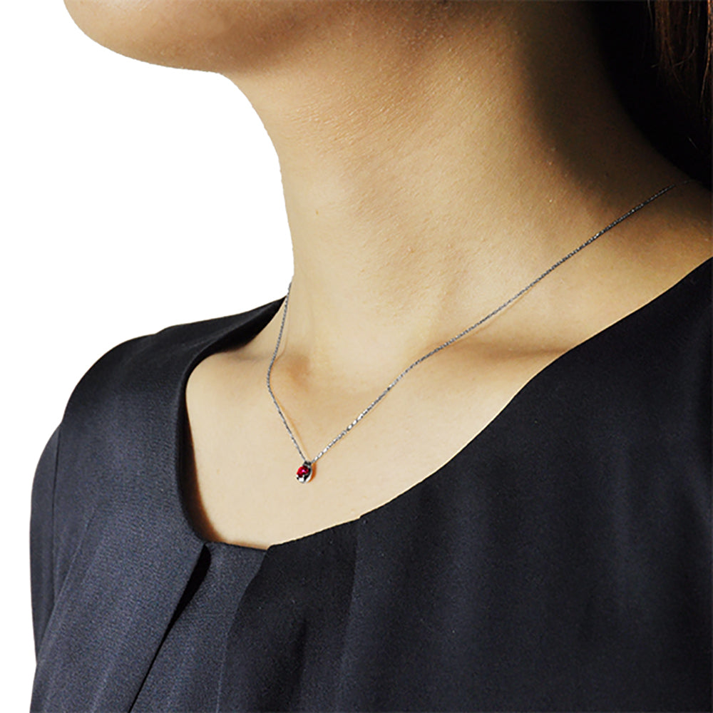 ルビー プラチナネックレス(クレサンベール/7月誕生石)《WPDR3929》