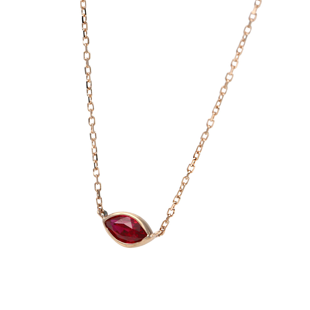 ルビー K18ネックレス(クレサンベール/マーキス/モンプレジール/スキンジュエリー/7月誕生石)《WPDR4050》