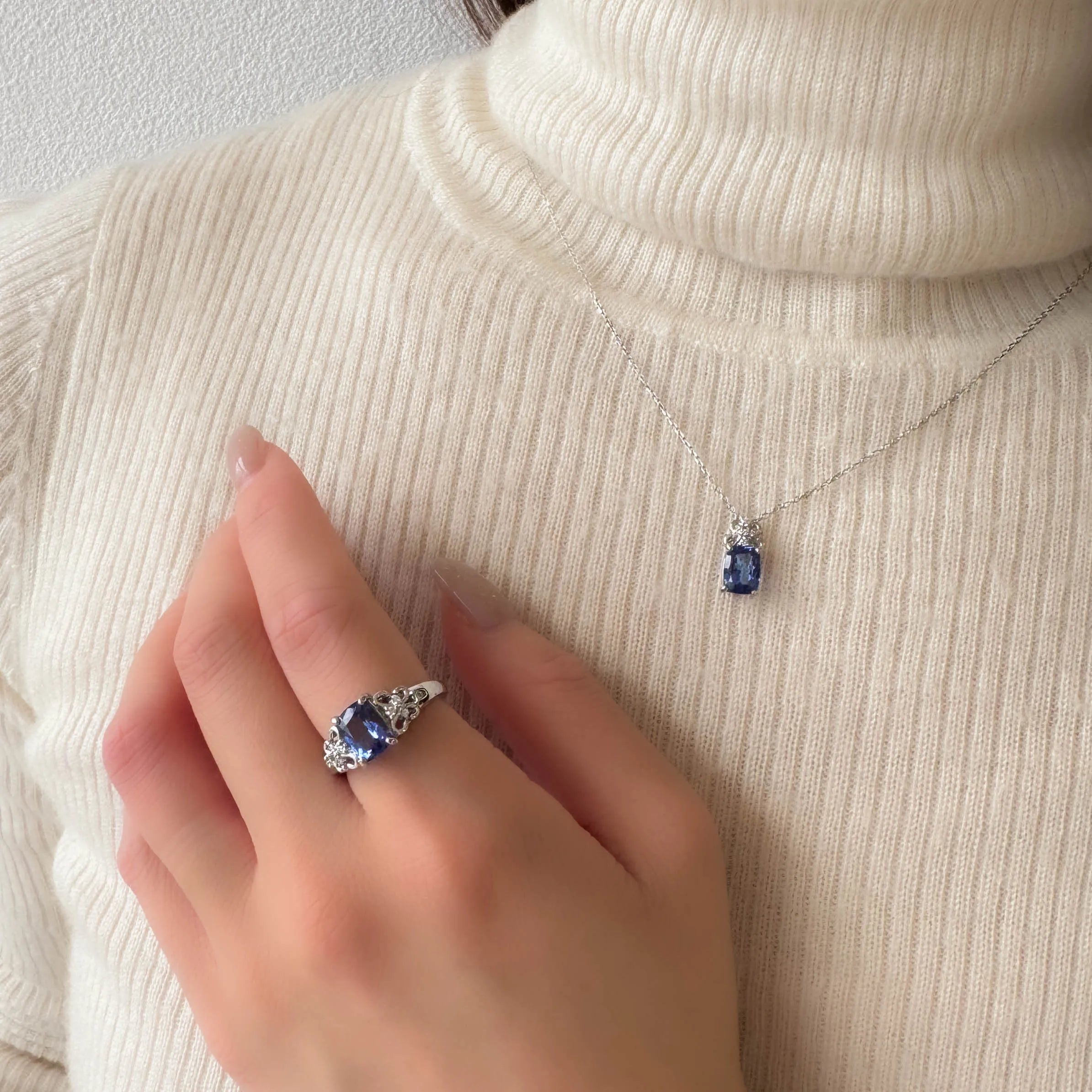 タンザナイト/ダイヤ PTリング(オーバルクッションカット/12月誕生石)《WRGN4229》