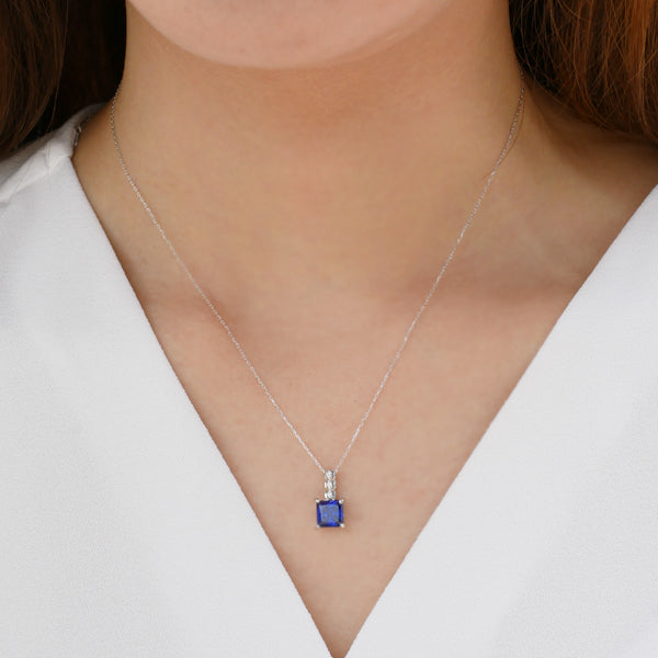 ブルーサファイア/ダイヤモンド K18ネックレス(クレサンベール/プリンセス/9月誕生石)《WPDS3143》