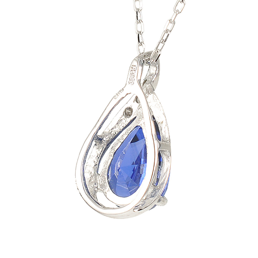 ブルーサファイア/ダイヤモンド プラチナネックレス(クレサンベール/ペアシェイプ/9月誕生石)《WPDS3925》