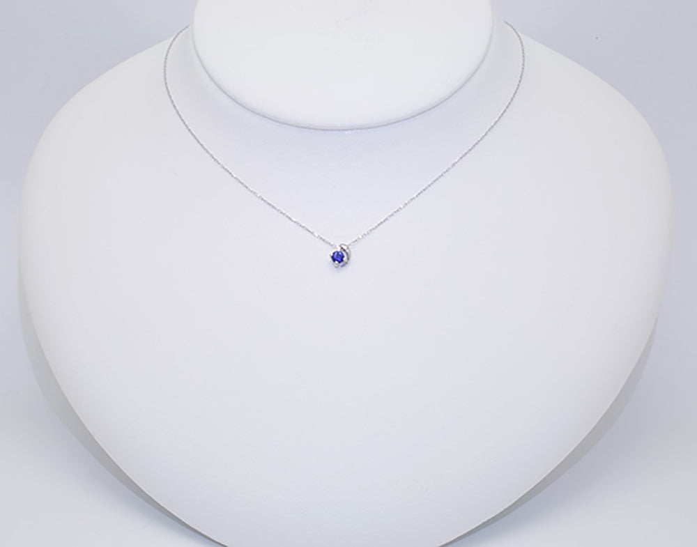 ブルーサファイア プラチナネックレス(クレサンベール/雫モチーフ/9月誕生石)《WPDS3928》