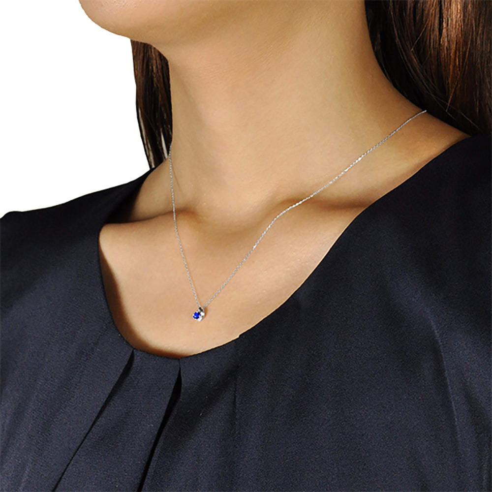 ブルーサファイア プラチナネックレス(クレサンベール/雫モチーフ/9月誕生石)《WPDS3928》
