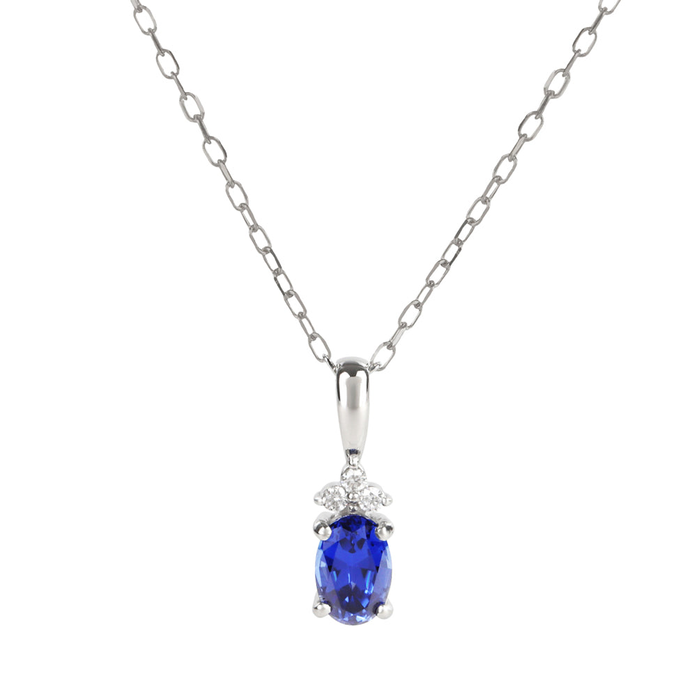 ブルーサファイア/ダイヤモンドプラチナネックレス(クレサンベール/9月誕生石)