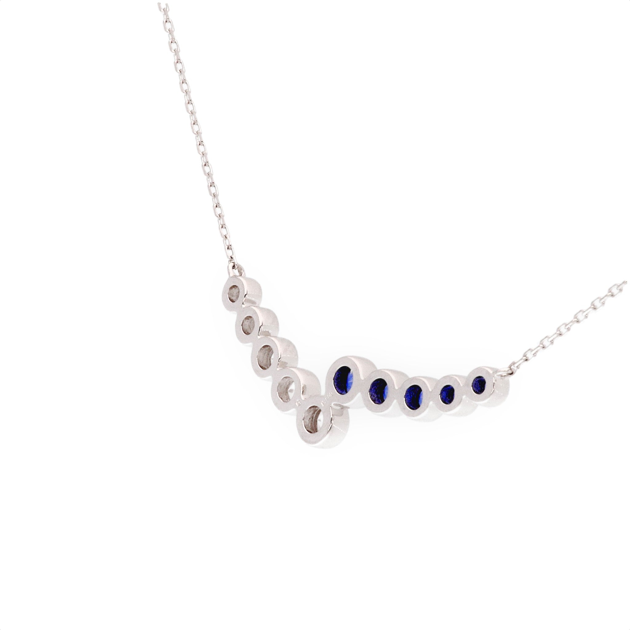 ブルーサファイア/ホワイトサファイア プラチナネックレス(ライン/クレサンベール/9月誕生石)《WPDS4169》