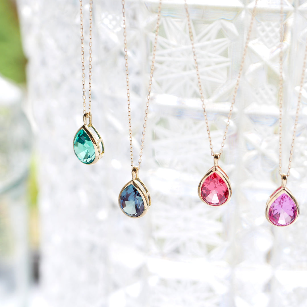 グリーンクリソベリル K18ネックレス(クレサンベール/1カラットUP/ペアシェイプ/フクリン)《WPDV3581》