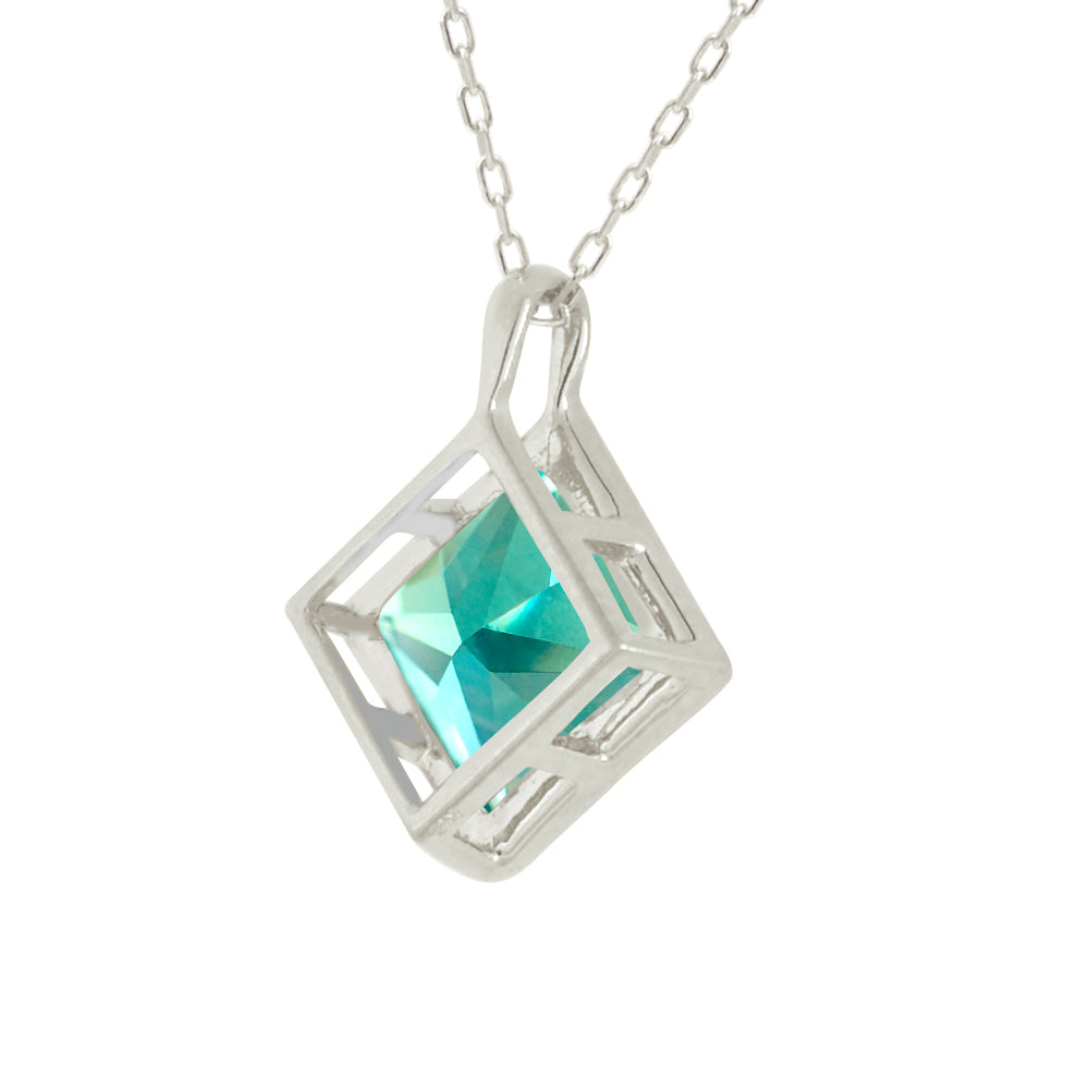 グリーンクリソベリル プラチナネックレス(クレサンベール/1カラットUP/プリンセス/フクリン)《WPDV3597》