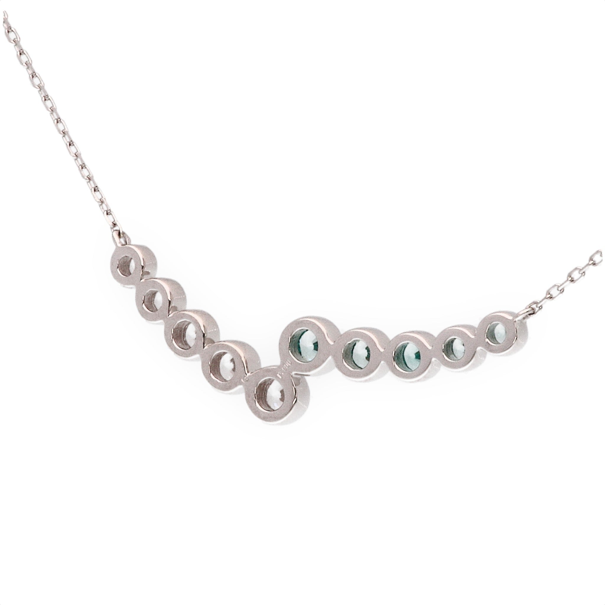 グリーンクリソベリル/ホワイトサファイア プラチナネックレス(ライン/クレサンベール)《WPDV4169》