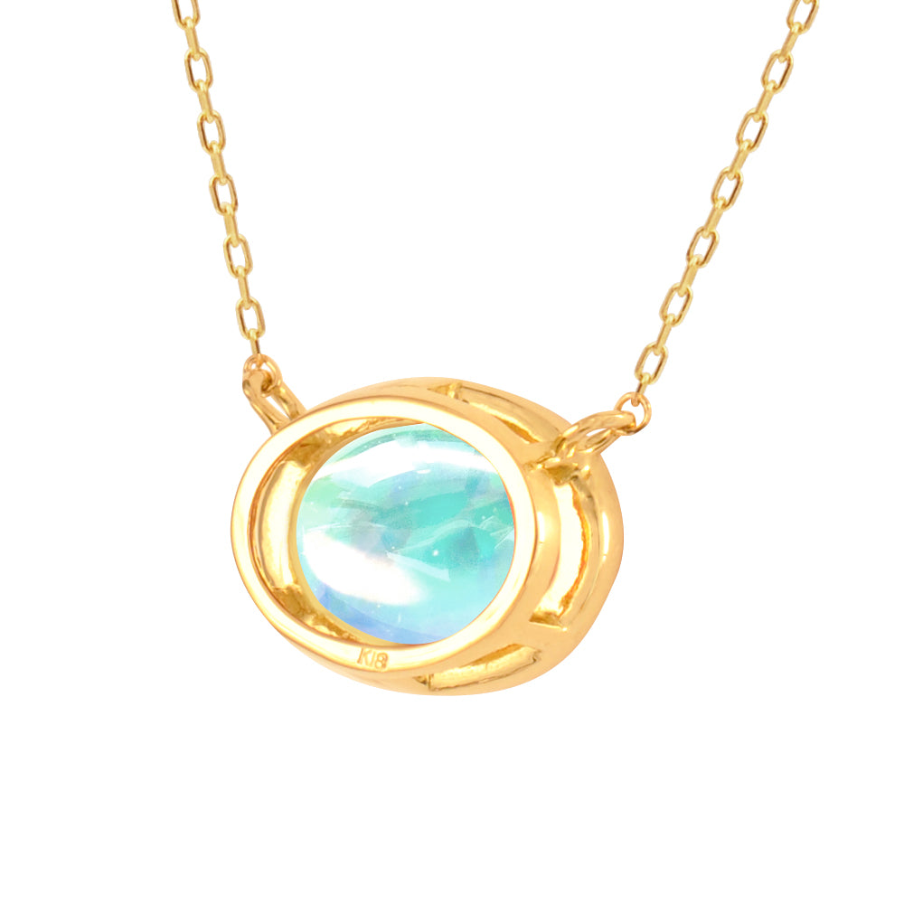 ウォーターオパール K18ネックレス(クレサンベール/オーバル/カボションカット/フクリン/10月誕生石)《WPDW3582》