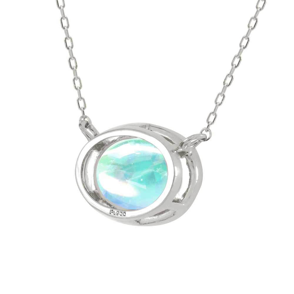 ウォーターオパール プラチナネックレス(クレサンベール/1カラットサイズ/オーバル/カボションカット/フクリン/10月誕生石)《WPDW3596》