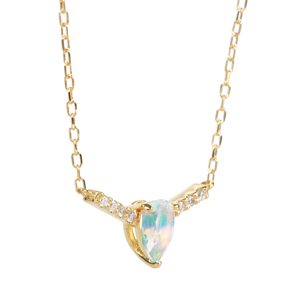 ウォーターオパール/ダイヤモンドK18ネックレス(クレサンベール/10月誕生石)≪WPDW4106≫