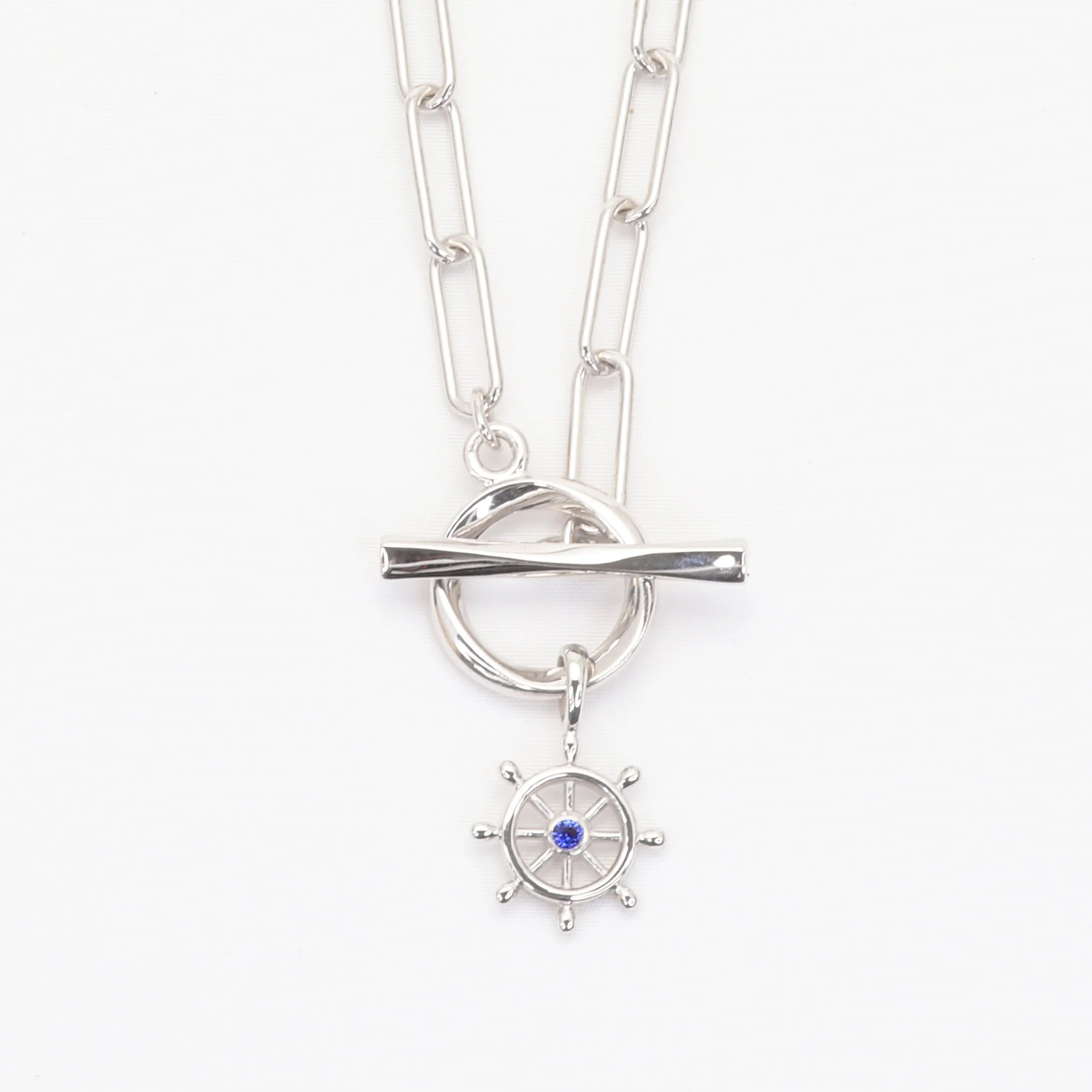 ルビー/ブルーサファイア SVネックレス(クレサンベール/モンプレジール/舵モチーフ)《WPDX4288》