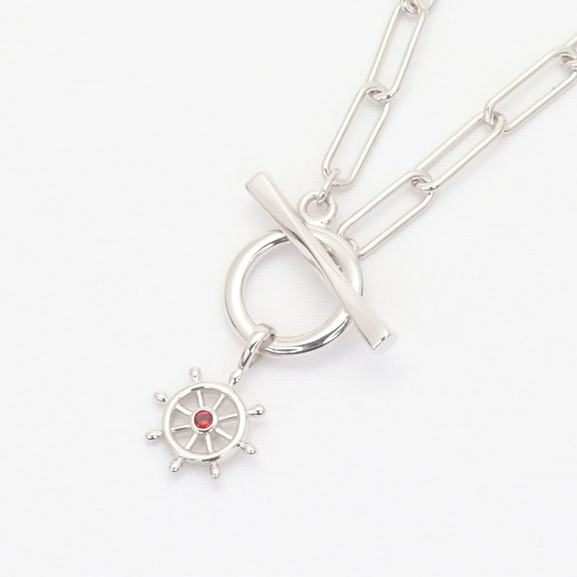 ルビー/ブルーサファイア SVネックレス(クレサンベール/モンプレジール/舵モチーフ)《WPDX4288》