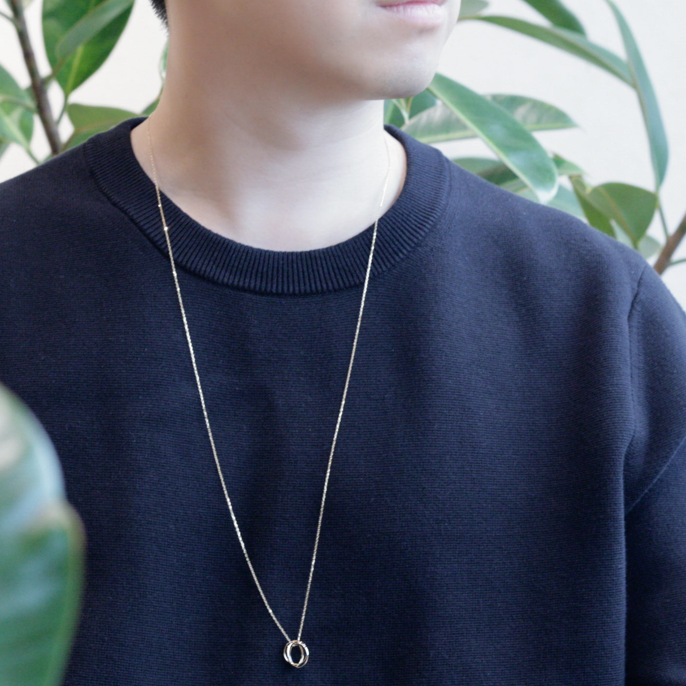 K18 /プラチナネックレス(ロング/マルチカラー/3連リング)《WPDY3116》