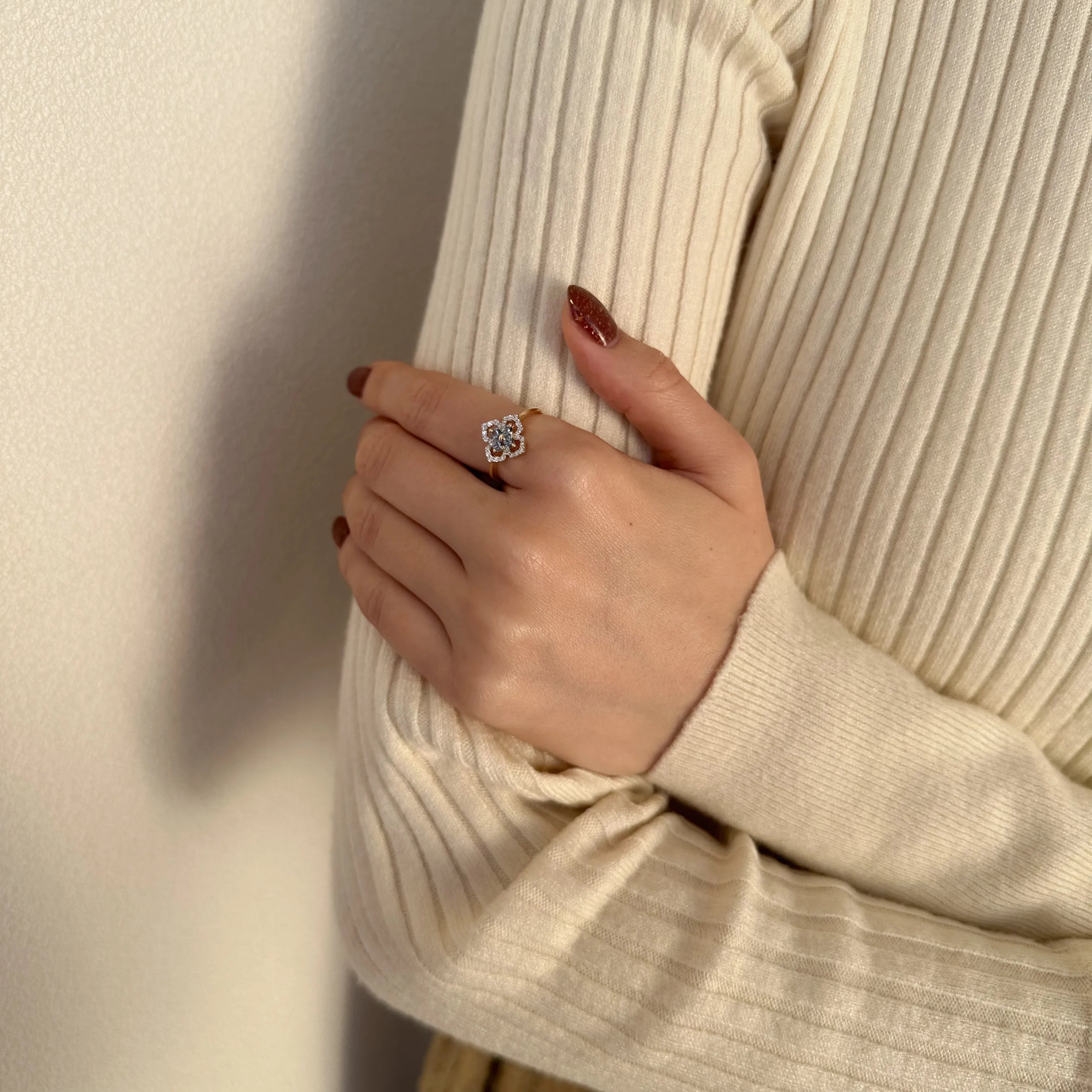 アレキサンドライト/ダイヤ K18リング(クレサンベール/フラワー/K18イエローゴールド/6月誕生石)《WRGA4181》