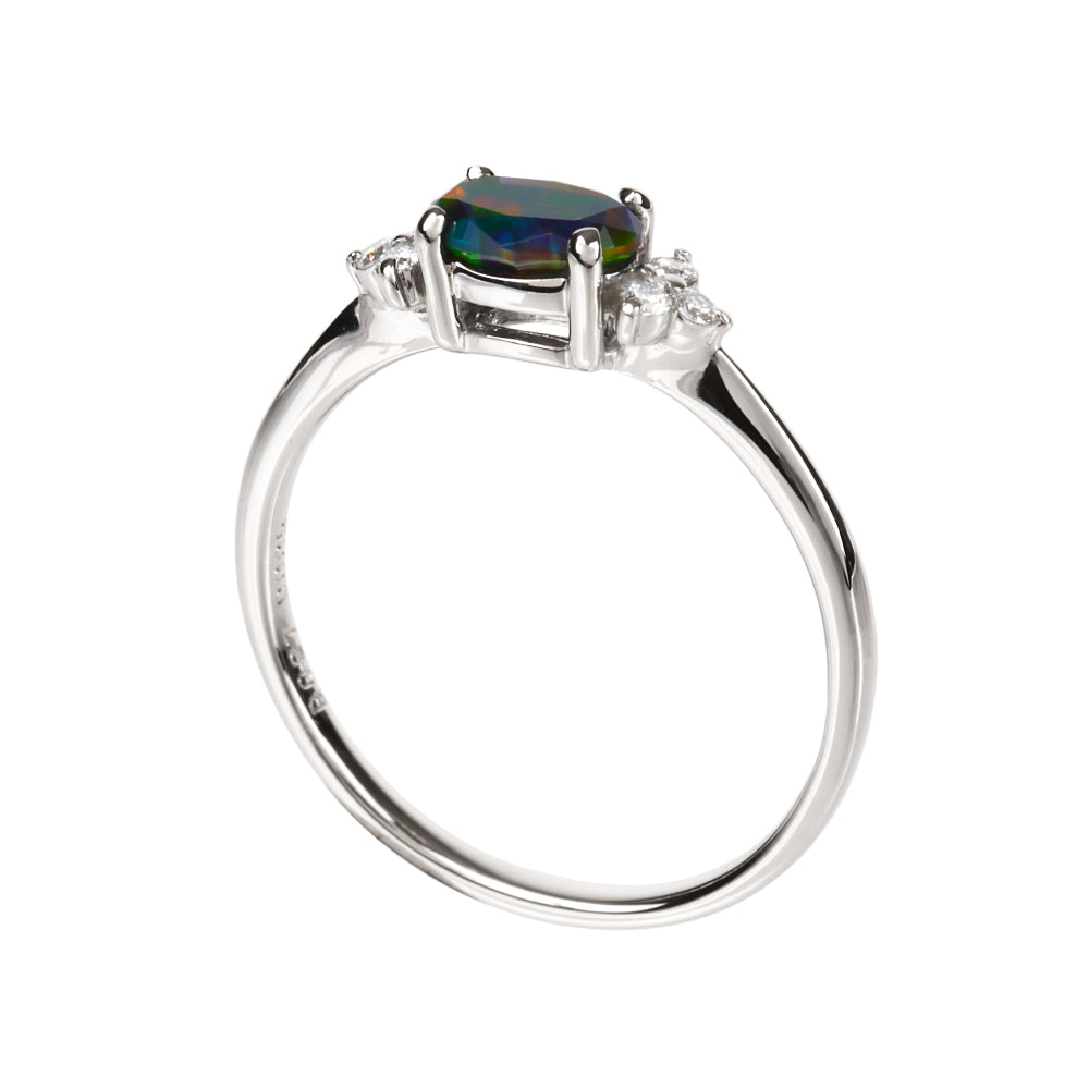 ブラックオパール/ダイヤモンドプラチナリング(クレサンベール/10月誕生石)《WRGB4103》