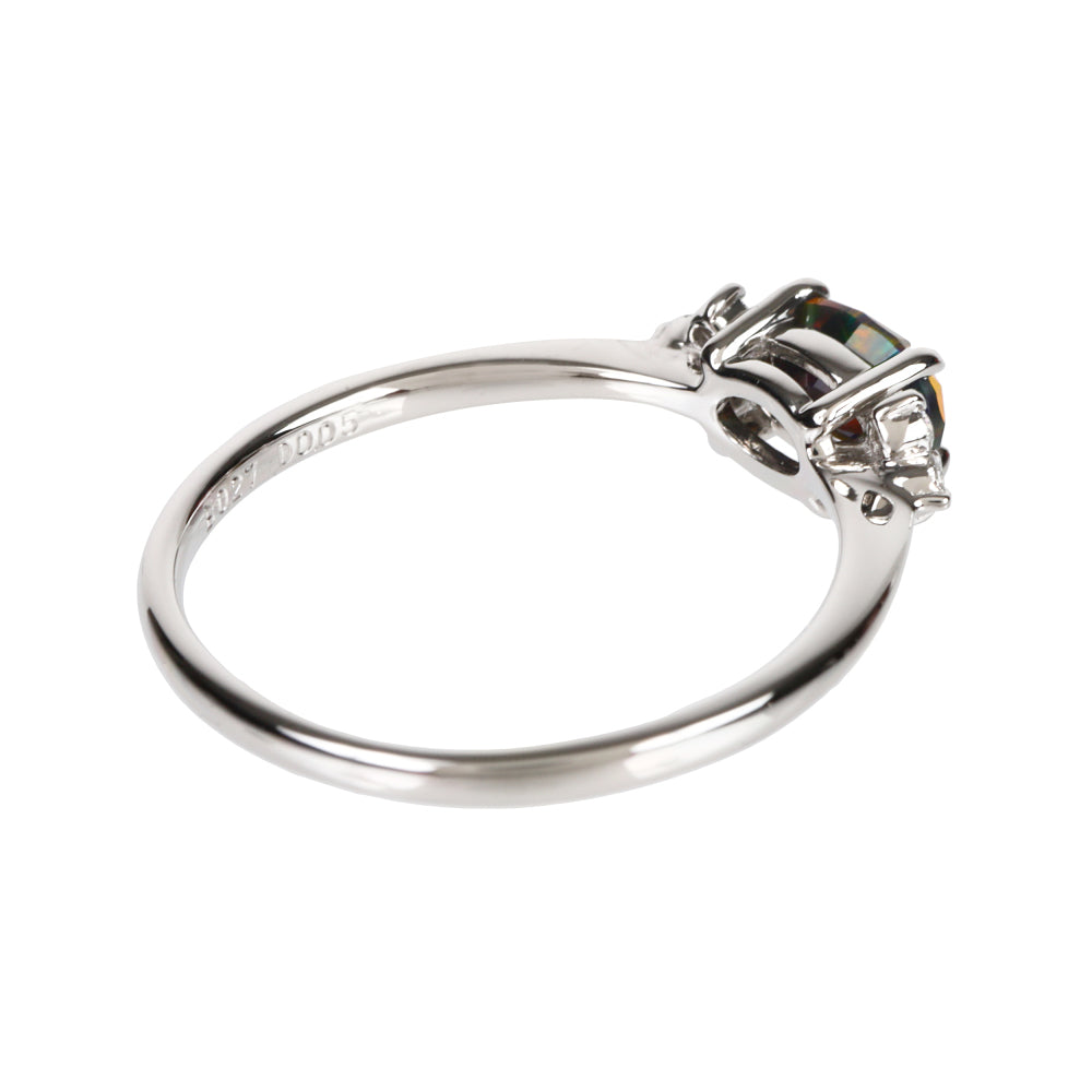 ブラックオパール/ダイヤモンドプラチナリング(クレサンベール/10月誕生石)《WRGB4103》