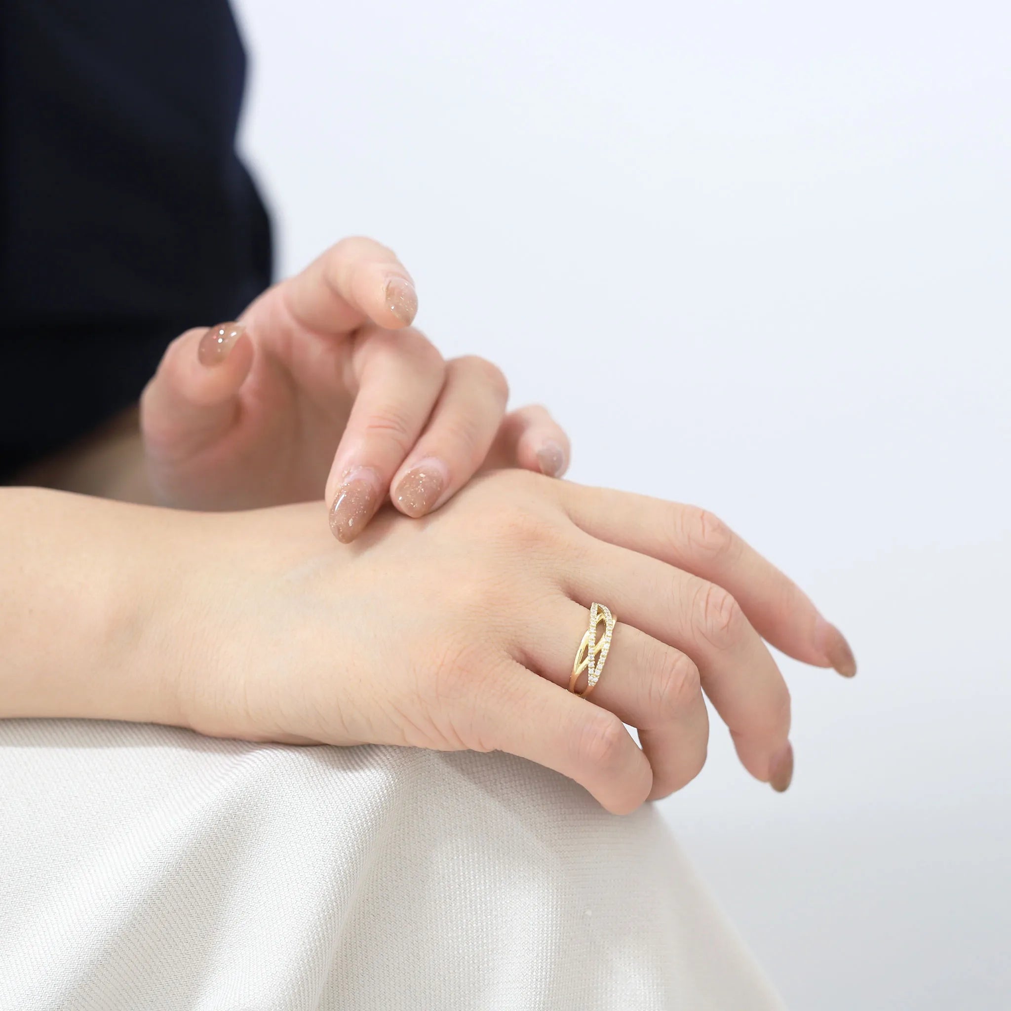 ダイヤモンド K18リング(計0.15カラット/ライン/4月誕生石)《WRGD2983》