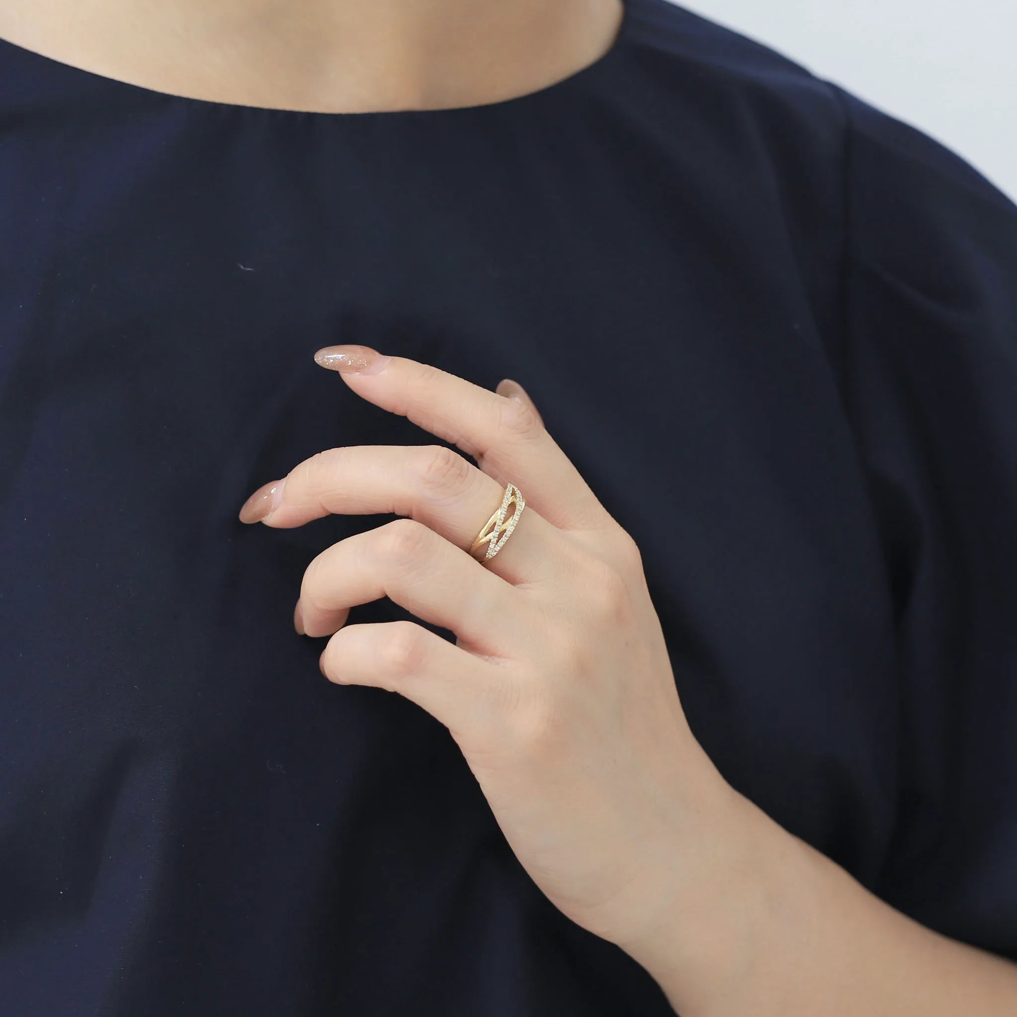 ダイヤモンド K18リング(計0.15カラット/ライン/4月誕生石)《WRGD2983》