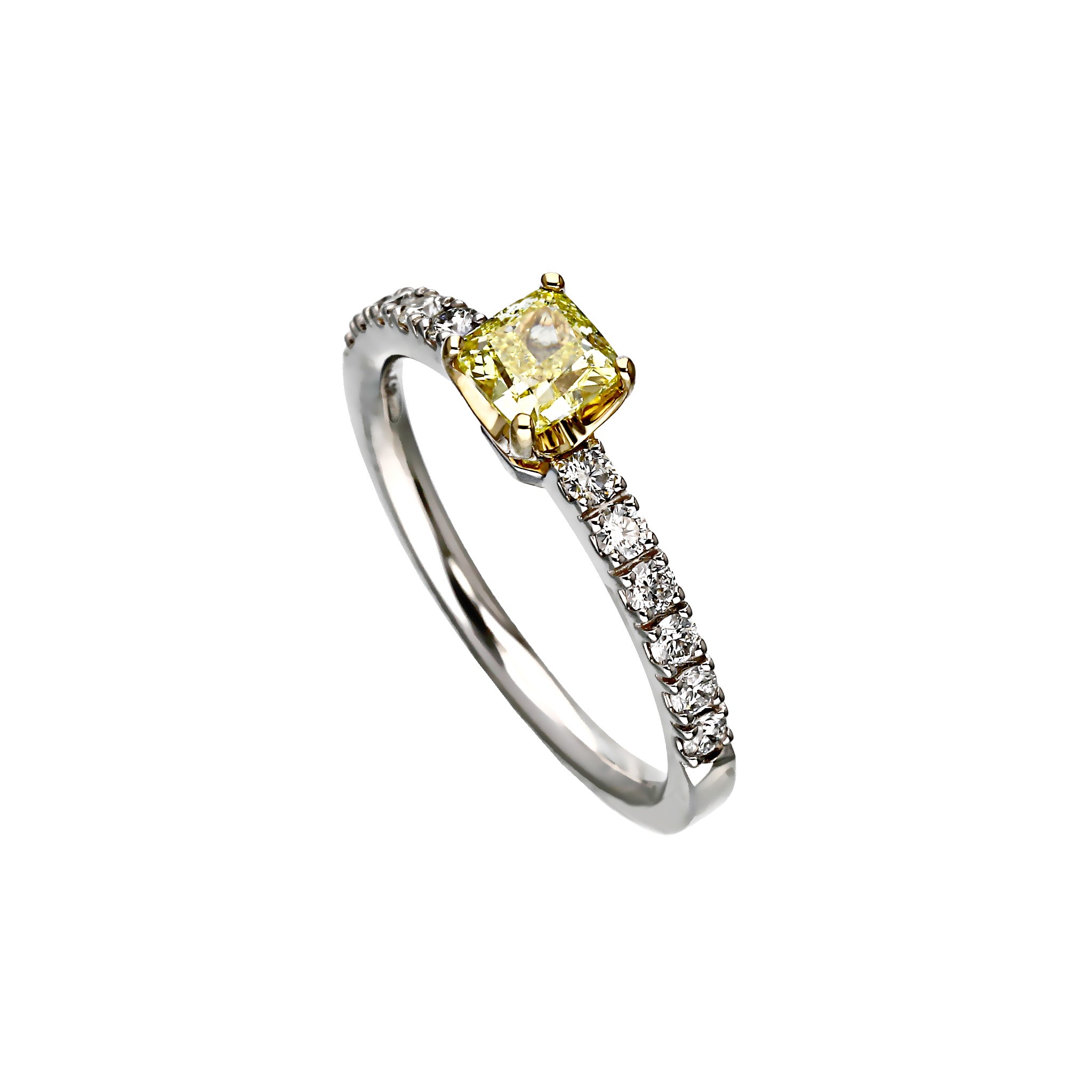 イエローダイヤモンド/ダイヤモンド プラチナリング(F.V.Y/0.5ct/4月誕生石/グレーディングレポート付き)《WRGD4258》