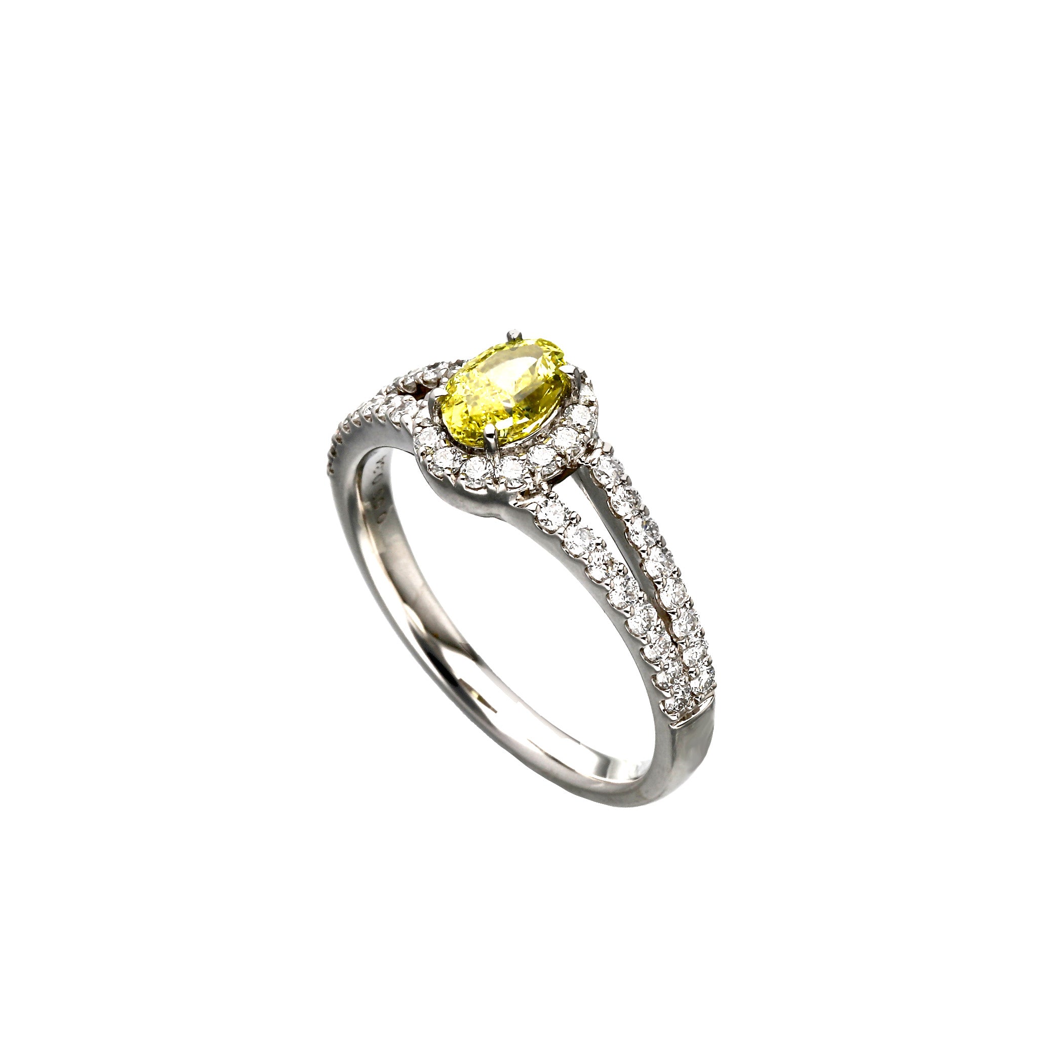 イエローダイヤモンド/ダイヤモンド プラチナリング(F.V.Y/0.5ct/オーバルカット/グレーディングレポート付)《WRGD4259》
