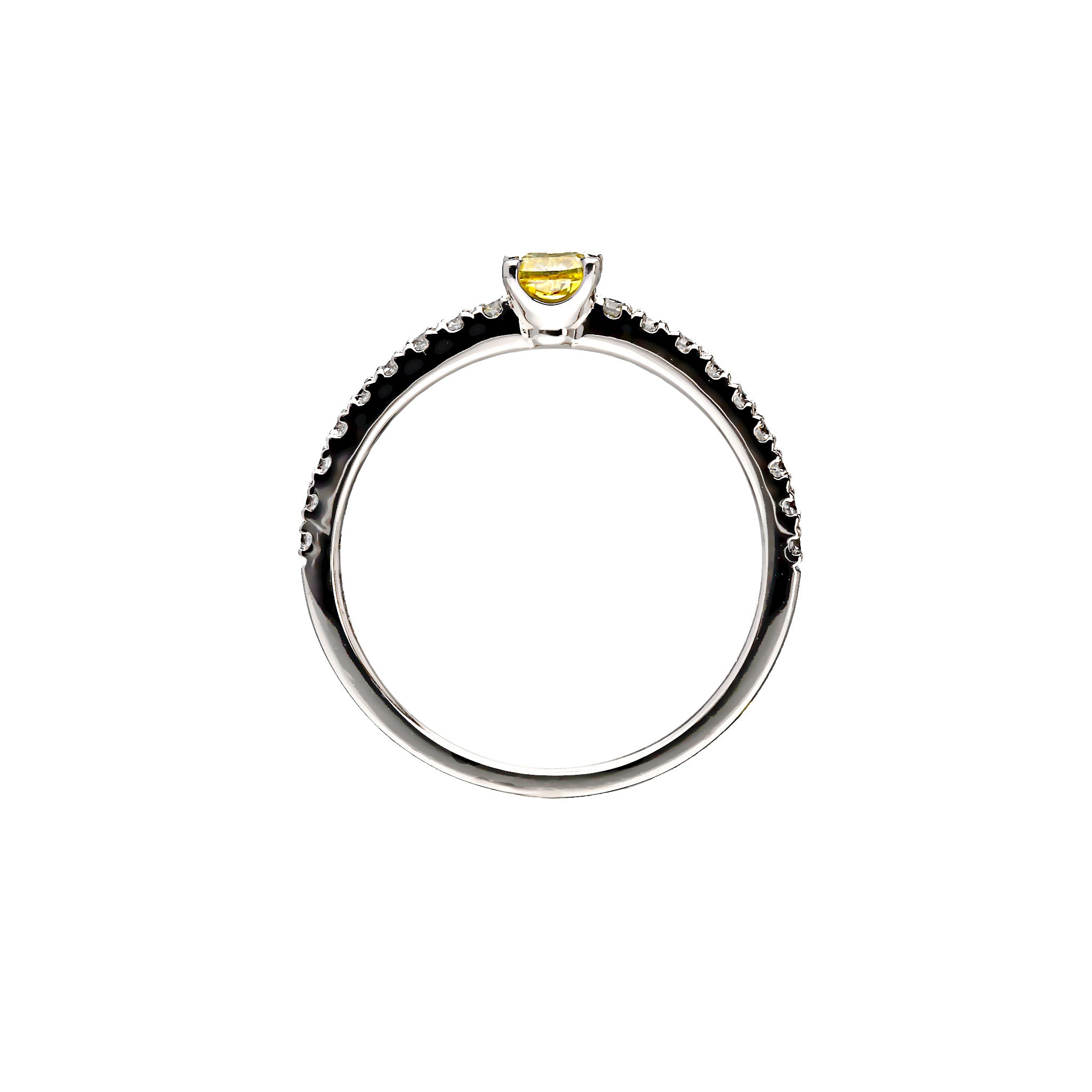 イエローダイヤモンド/ダイヤモンド プラチナリング(F.V.Y/0.26ct/クッションカット/4月誕生石/グレーディングレポート付き)《WRGD4260》