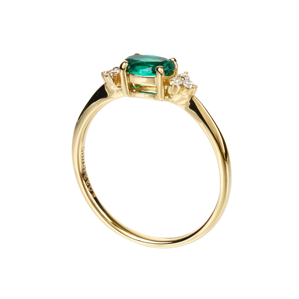 エメラルド/ダイヤモンドK18リング(クレサンベール/5月誕生石)《WRGE4104》