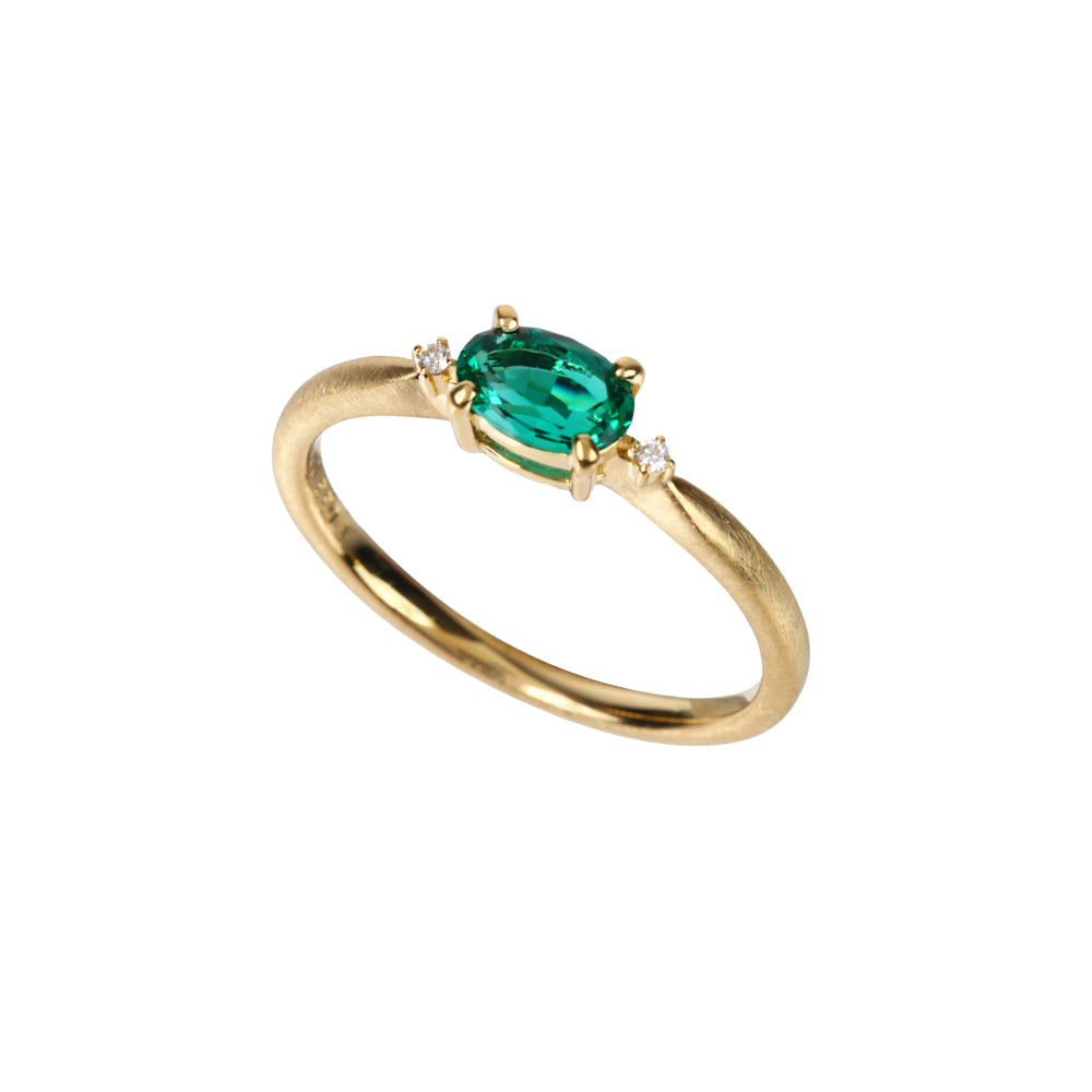 エメラルド/ダイヤモンドK18リング(クレサンベール/5月誕生石)≪WRGE4108≫