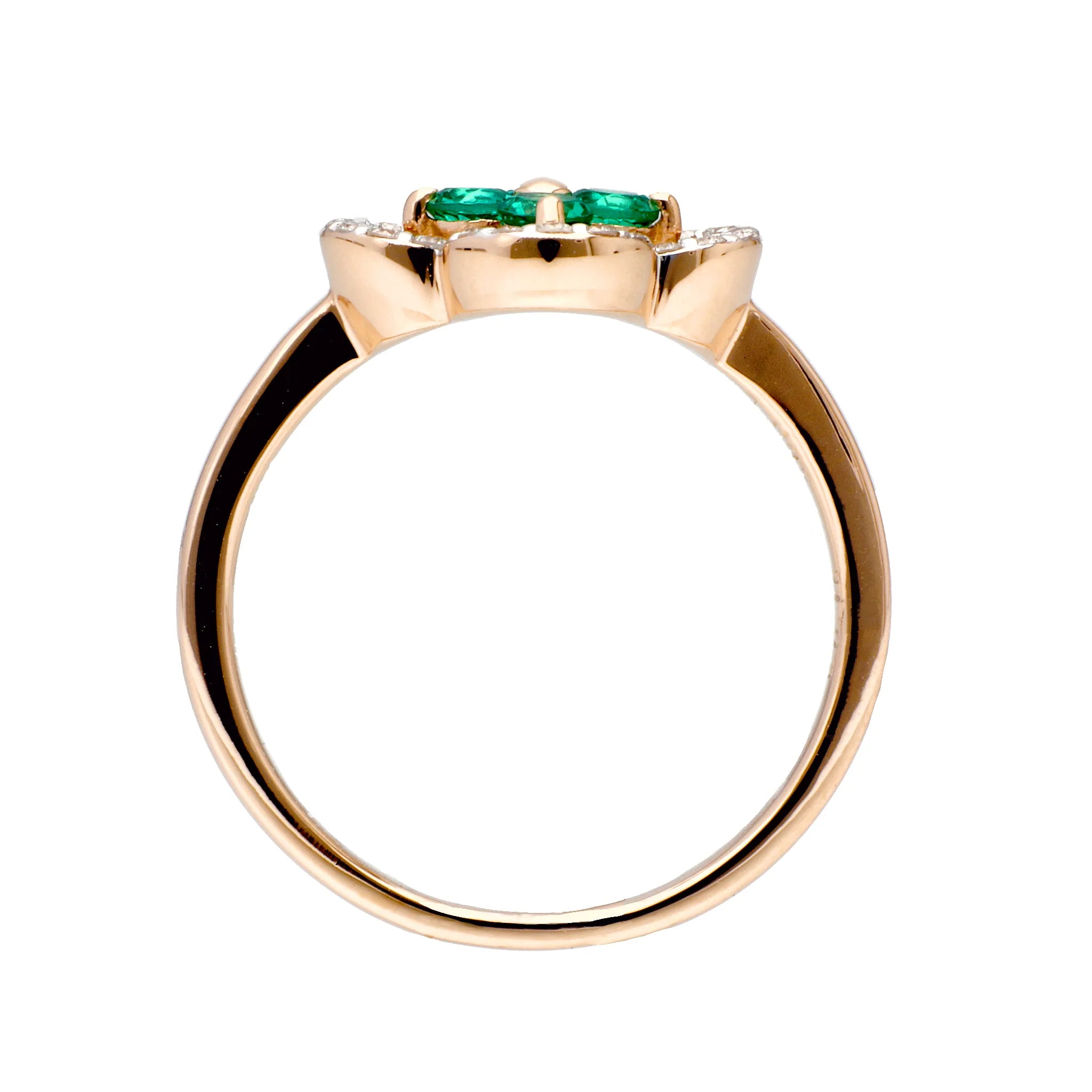 エメラルド/ダイヤ K18リング(クレサンベール/フラワー/K18ピンクゴールド/5月誕生石)《WRGE4182》