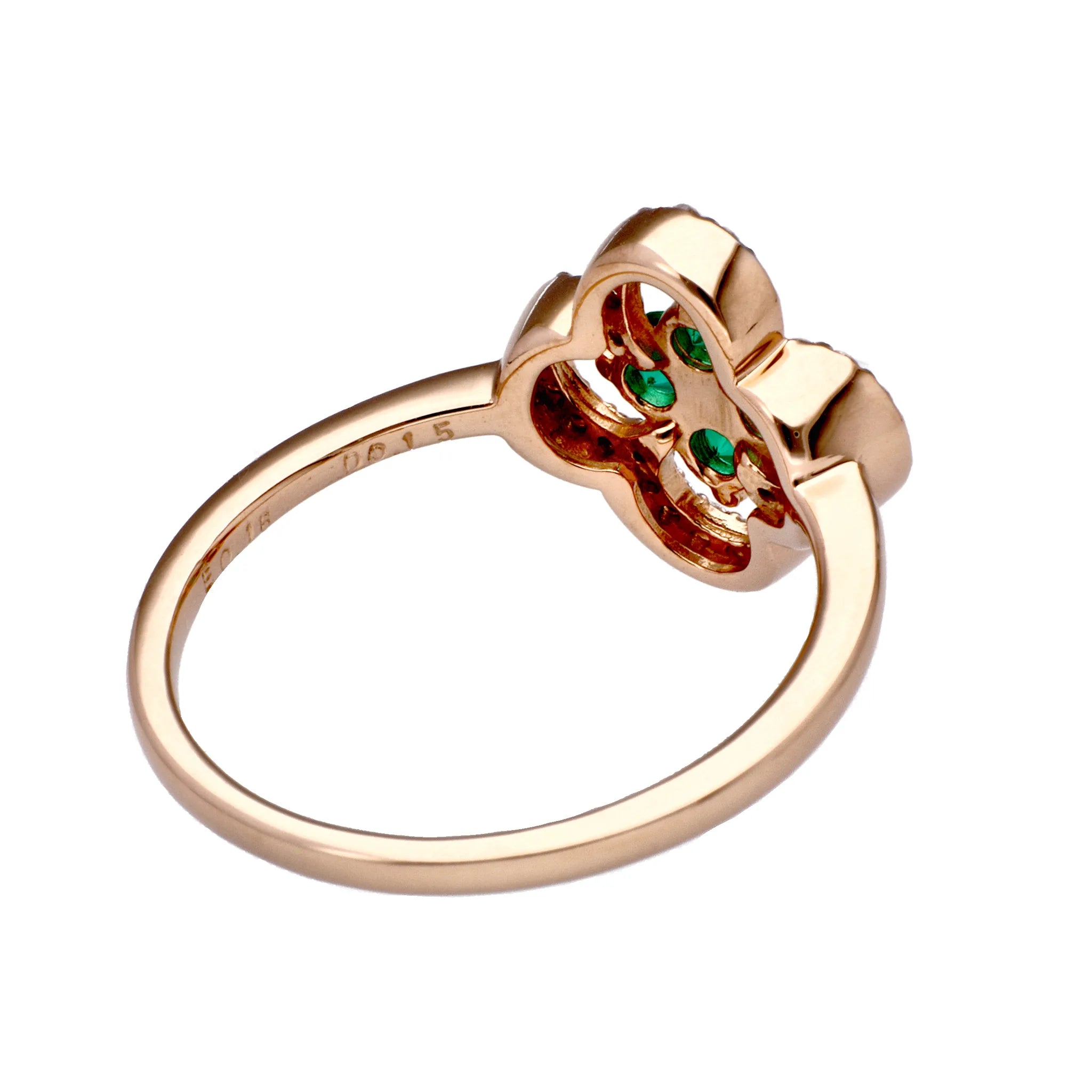 エメラルド/ダイヤ K18リング(クレサンベール/フラワー/K18ピンクゴールド/5月誕生石)《WRGE4182》