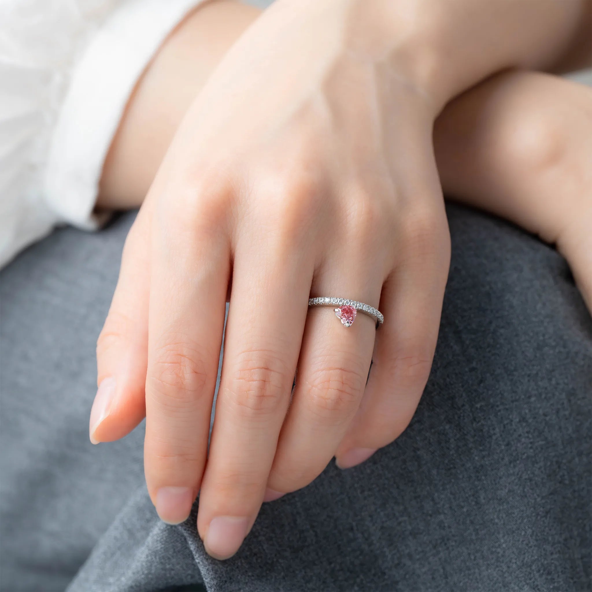 ピンクダイヤモンド/ダイヤモンド プラチナリング(ラボグロウン/ハートシェイプ/Solrelier/4月誕生石)《WRGG7004》