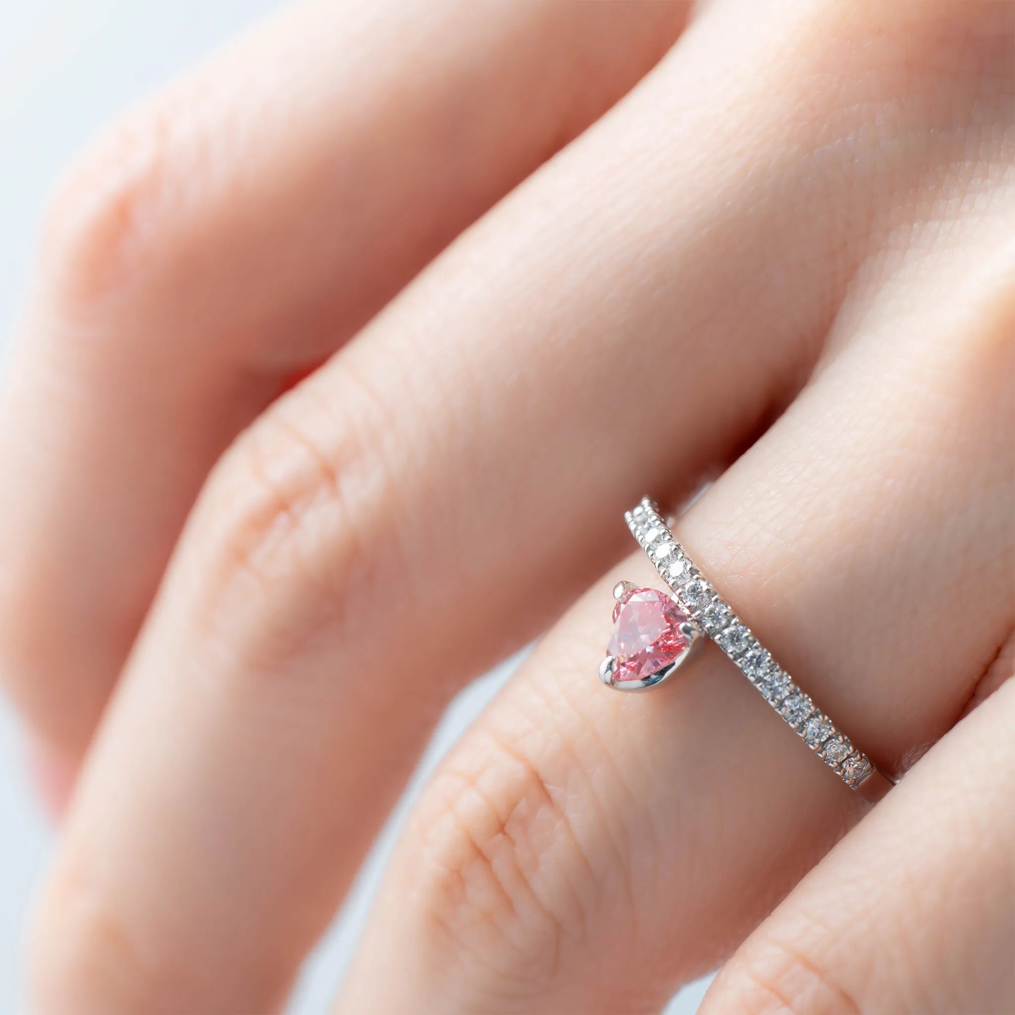 ピンクダイヤモンド/ダイヤモンド プラチナリング(ラボグロウン/ハートシェイプ/Solrelier/4月誕生石)《WRGG7004》