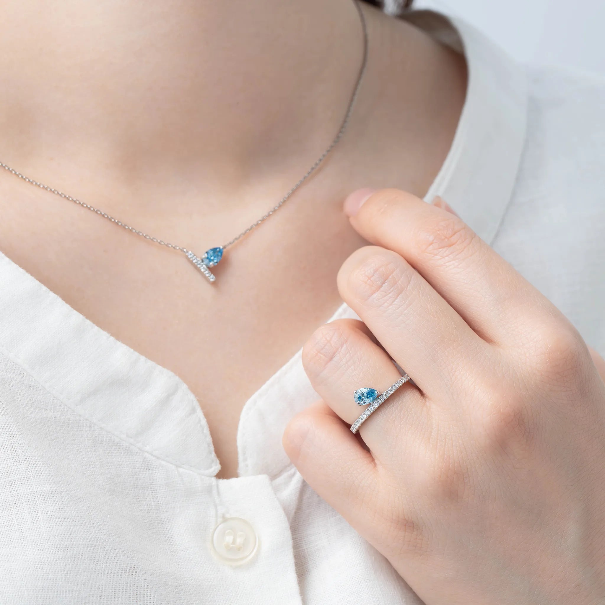 ブルーダイヤモンド/ダイヤモンド プラチナリング(ラボグロウン/ペアシェイプ/Solrelier/4月誕生石)《WRGG7005》