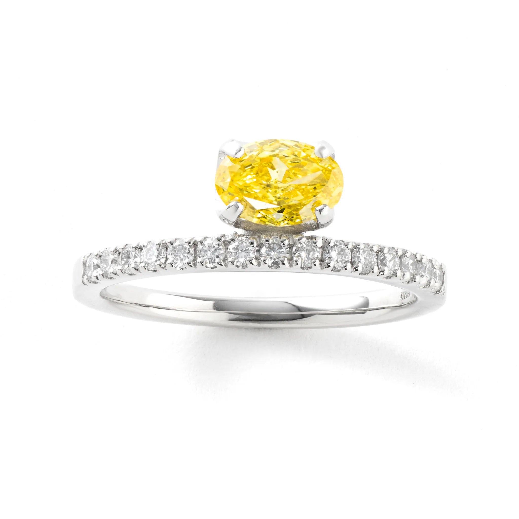 イエローダイヤモンド/ダイヤモンド プラチナリング(ラボグロウン/オーバル/Solrelier/4月誕生石)《WRGG7006》