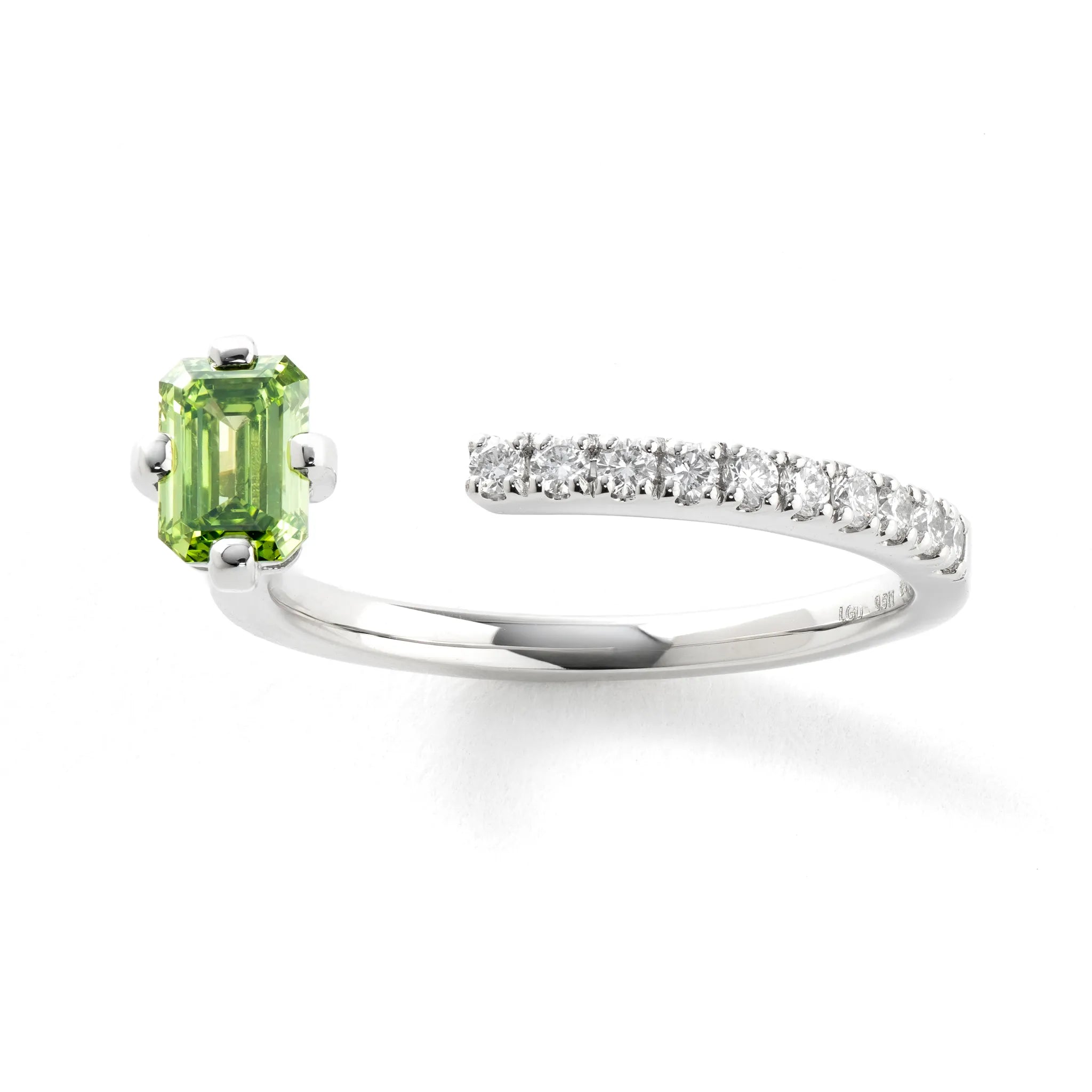 グリーンダイヤモンド/ダイヤモンド プラチナリング(ラボグロウン/エメラルドカット/Solrelier/4月誕生石)《WRGG7008》