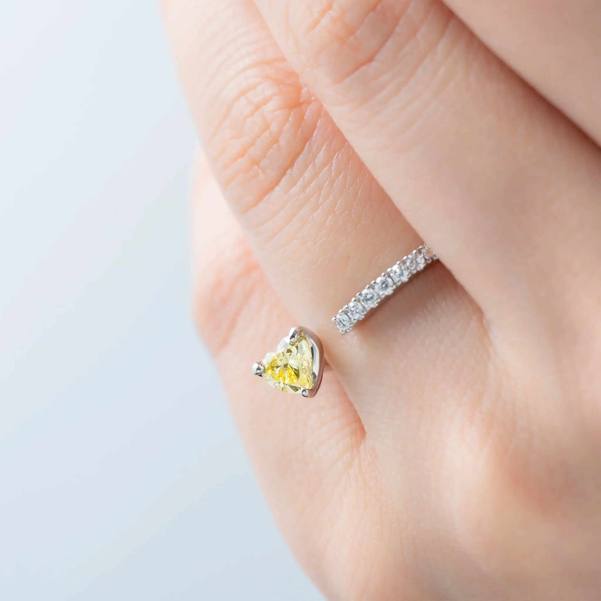 イエローダイヤモンド/ダイヤモンド プラチナリング(ラボグロウン/ハートシェイプ/Solrelier/4月誕生石)《WRGG7009》