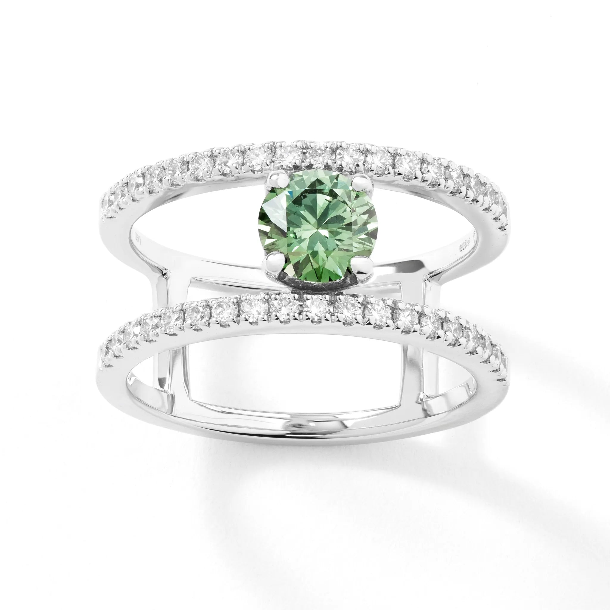 グリーンダイヤモンド/ダイヤモンド プラチナリング(ラボグロウン/ラウンド/Solrelier/4月誕生石)《WRGG7021》