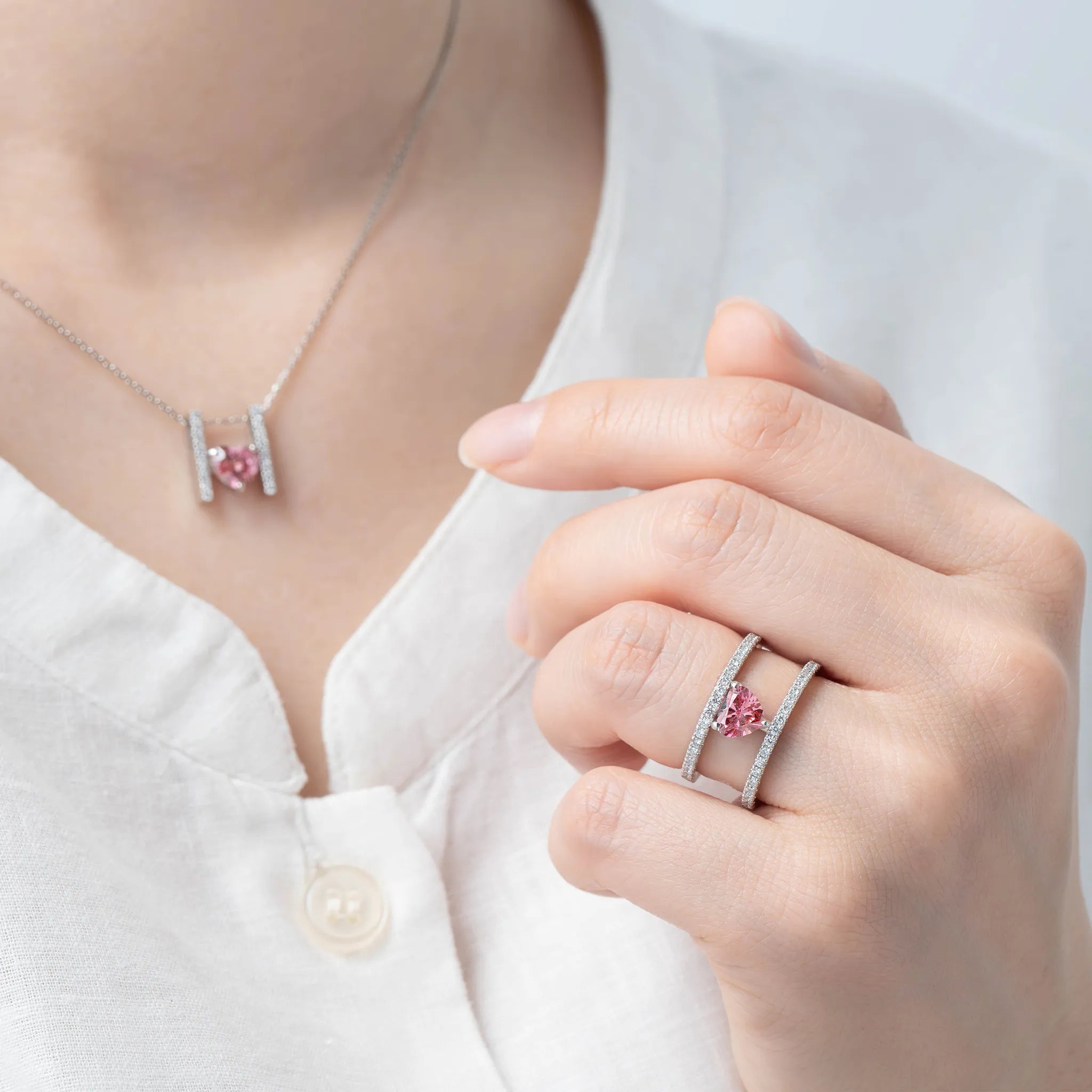 ピンクダイヤモンド/ダイヤモンド プラチナリング(ラボグロウン/ハートシェイプ/Solrelier/4月誕生石)《WRGG7023》