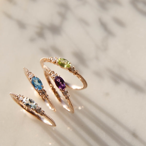 アクアマリン/ダイヤモンド K18リング(オーバル/ミル打ち/3月誕生石)《WRGN2111》