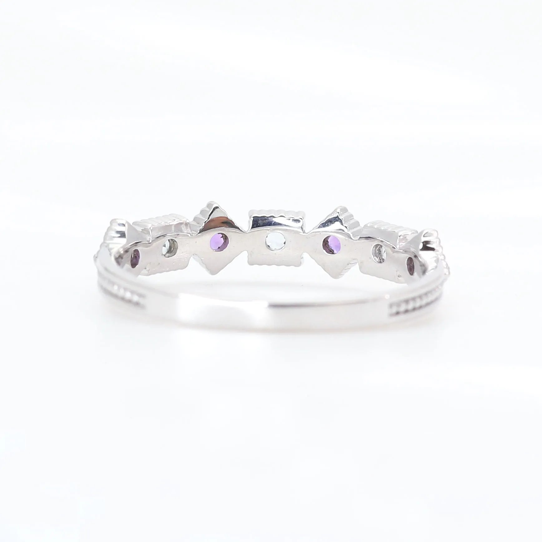 アメシスト/アクアマリン K18リング(ミル打ち/アンティーク風/2月誕生石)《WRGN3081》