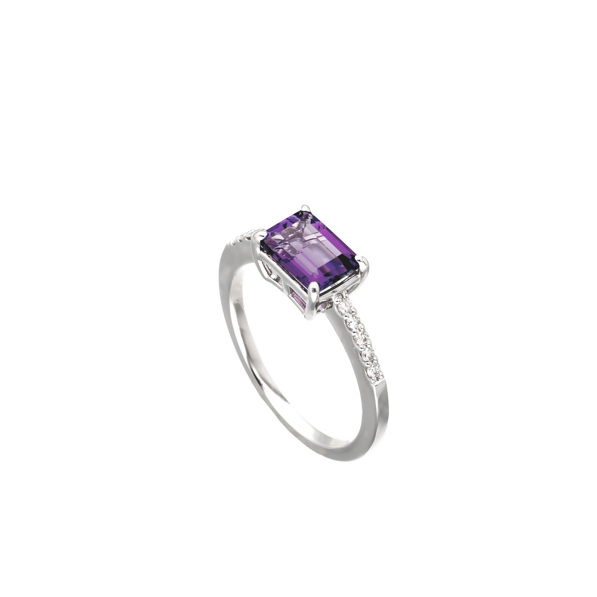 PT アメシスト/ダイヤモンド リング(エメラルドカット/2月誕生石)《WRGN4213》
