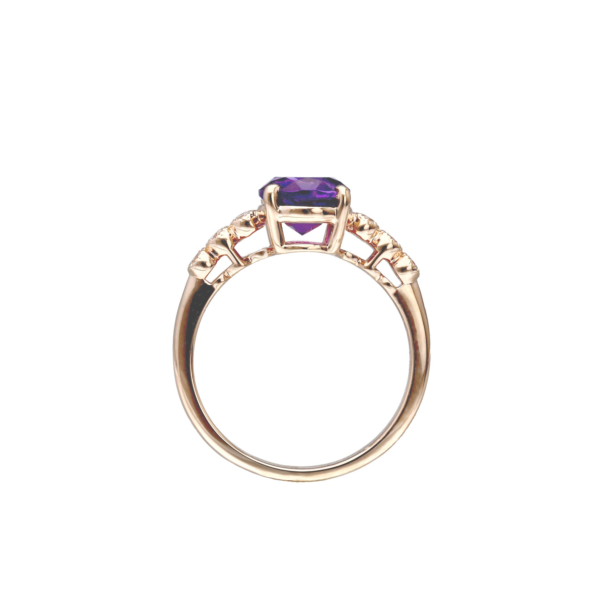 K18 アメシスト/ダイヤモンド リング(オーバルカット/K18PG/2月誕生石)《WRGN4216》