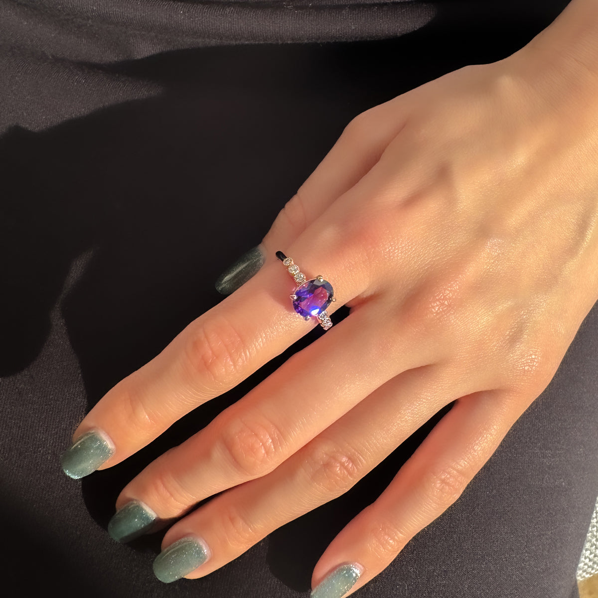 K18 アメシスト/ダイヤモンド リング(オーバルカット/K18PG/2月誕生石)《WRGN4216》