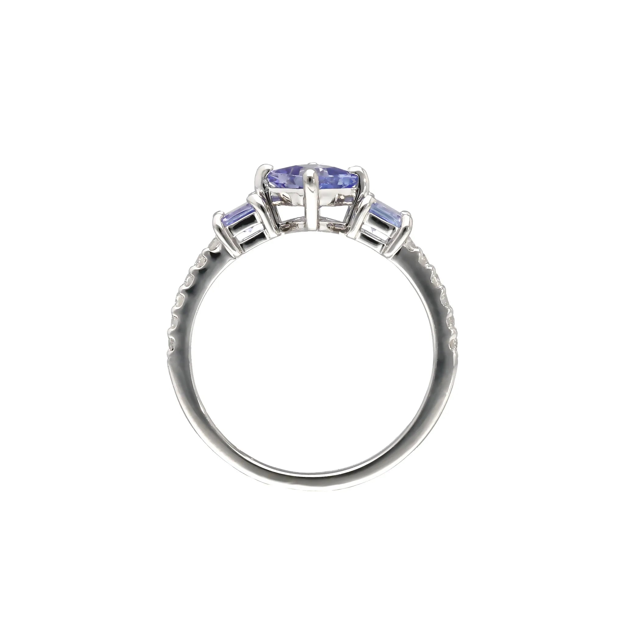 タンザナイト/ダイヤ PTリング(プリンセスカット3石/0.65ctUP/12月誕生石)《WRGN4226》