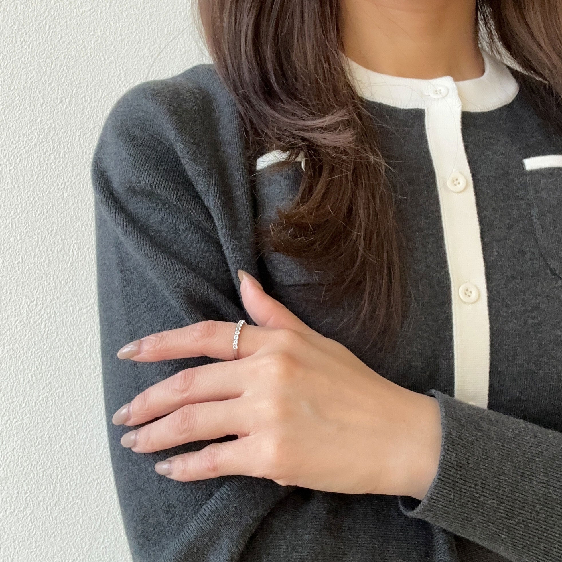 ラブラドライト プラチナリング(細ハーフエタニティ/15石/8月誕生石)《WRGN4235》