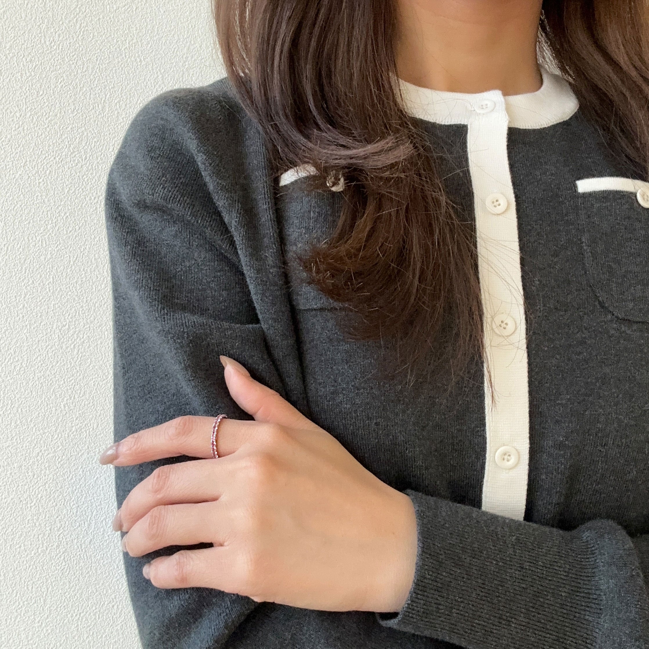 ピンクトルマリン プラチナリング(細ハーフエタニティ/15石/10月誕生石)《WRGN4236》