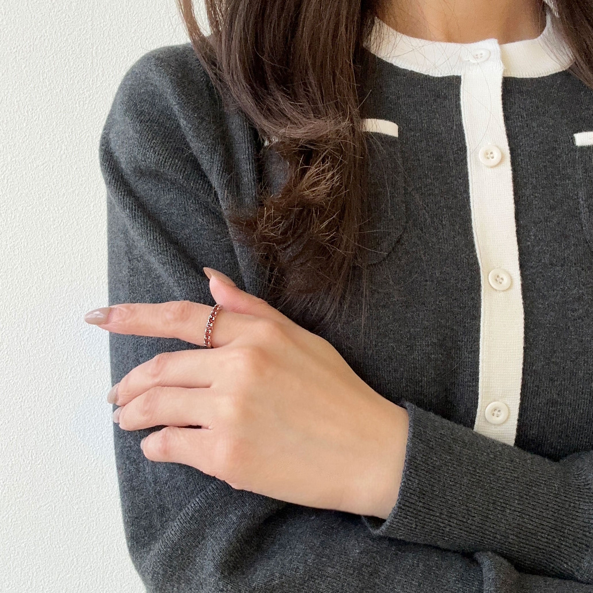 ガーネット プラチナリング(ハーフエタニティ/11石/1月誕生石)《WRGN4239》