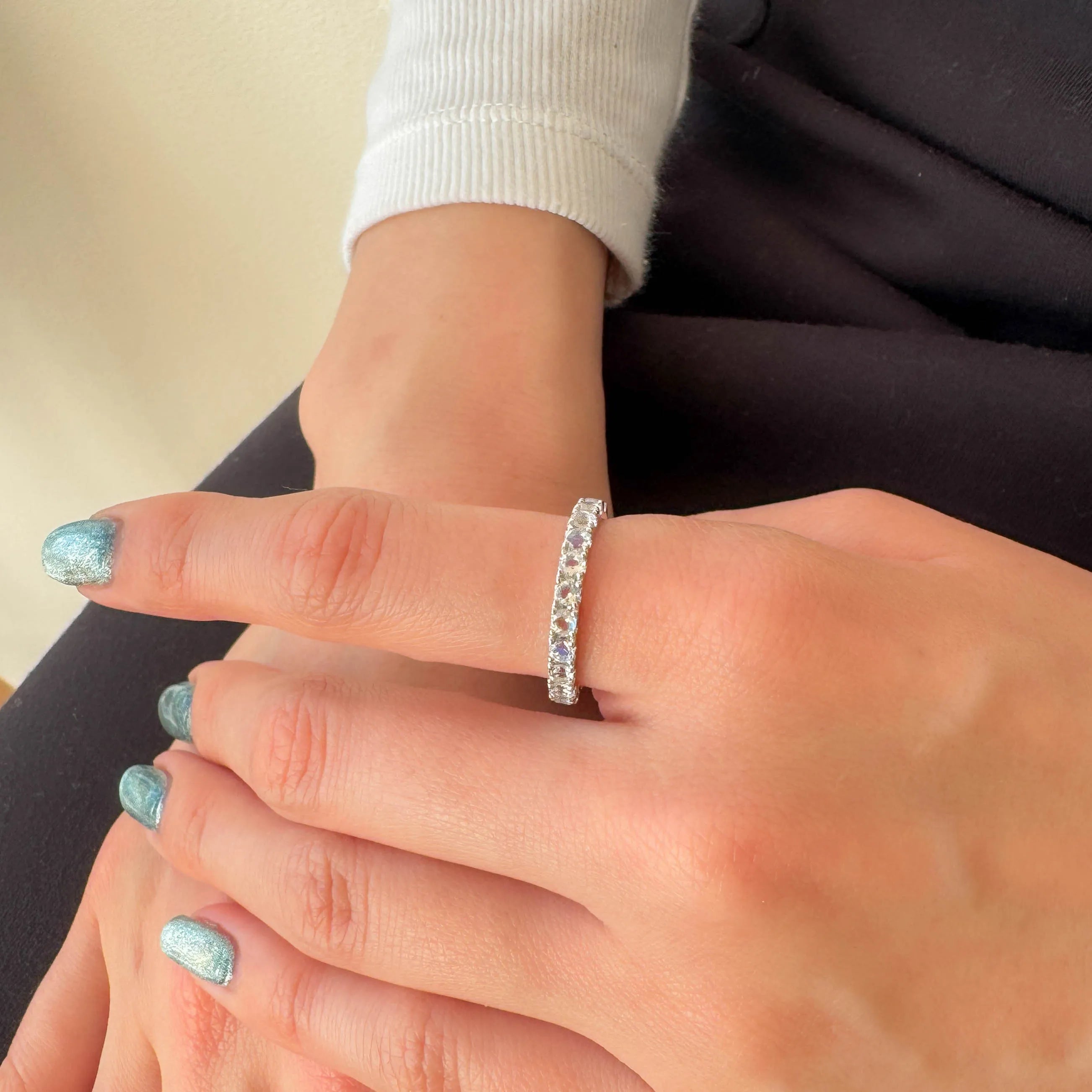 ラブラドライト プラチナリング(ハーフエタニティ/11石/8月誕生石)《WRGN4244》