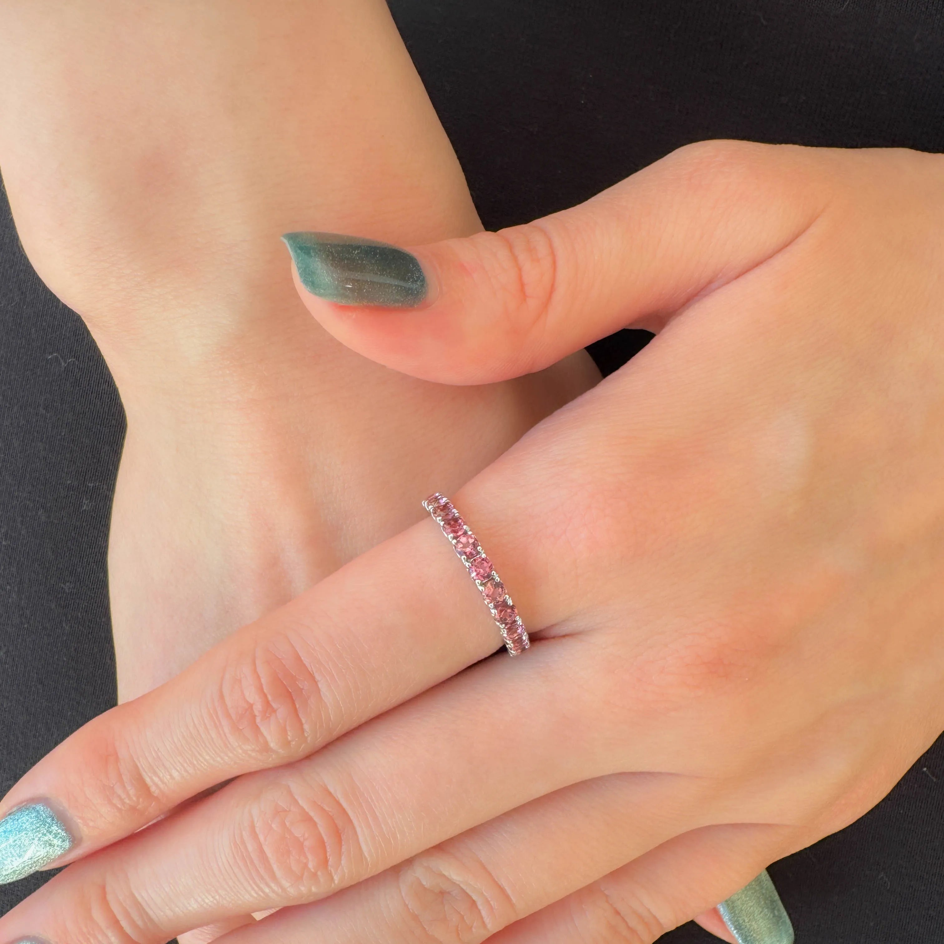 ピンクトルマリン プラチナリング(ハーフエタニティ/11石/10月誕生石)《WRGN4245》