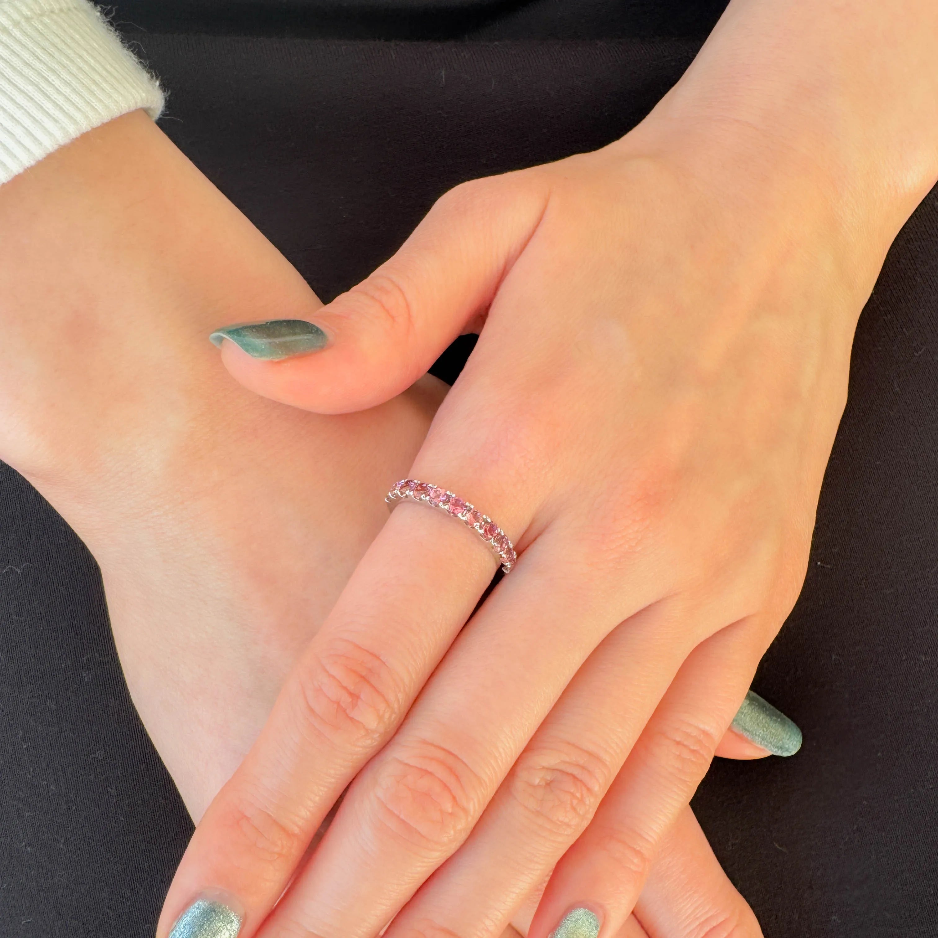 ピンクトルマリン プラチナリング(ハーフエタニティ/11石/10月誕生石)《WRGN4245》